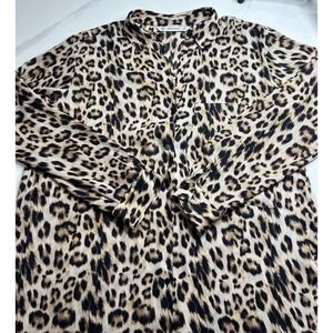 ZARA Basics Animal Print Top Blouse Size M Long Sleeve